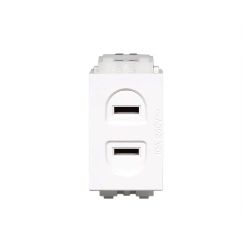 128型 二孔電源模塊 二孔插座 二插座強電模塊可配開關面板和地插 占1個模塊位