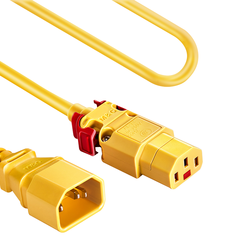 突破PDU電源線C13轉(zhuǎn)C14服務(wù)器電源線防脫扣電源延長線UPS電源線黃色