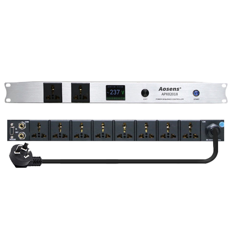奧盛8+2路數(shù)字時(shí)序電源控制器 電腦中控級(jí)聯(lián)時(shí)序可調(diào)音響10位支持RS232