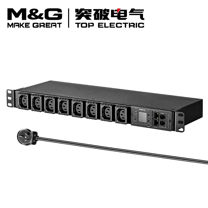 07TG130902突破PDU機柜插座/16A/8聯(lián)/智能監(jiān)控/黑色/3*2.5/3米線/國標(biāo)16A插頭