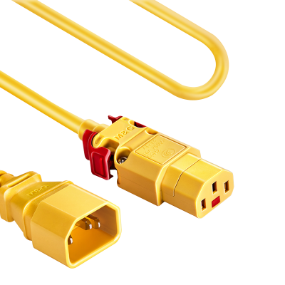 突破PDU電源線C13轉(zhuǎn)C14服務(wù)器電源線防脫扣電源延長線UPS電源線黃色